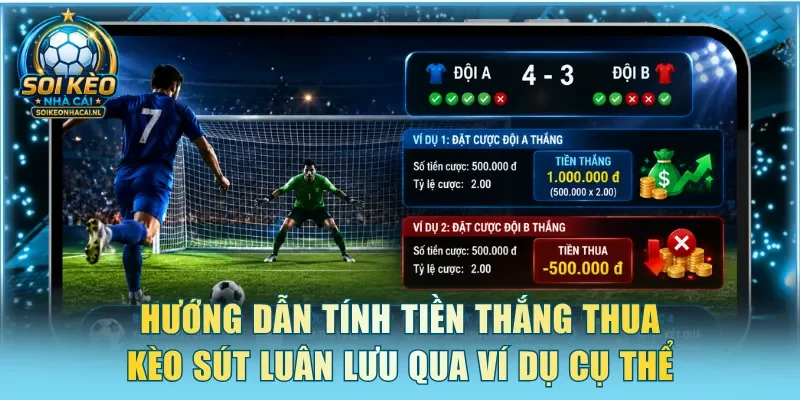 Hướng dẫn tính tiền thắng thua kèo sút luân lưu qua ví dụ cụ thể