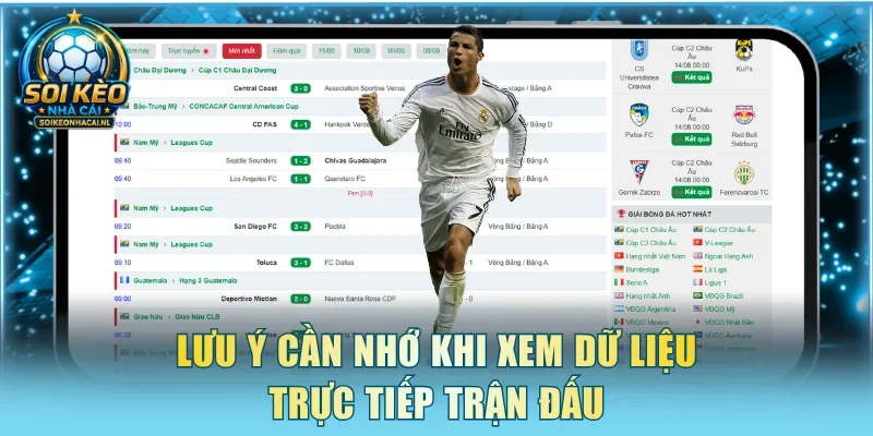 Lưu ý cần nhớ khi xem dữ liệu trực tiếp trận đấu
